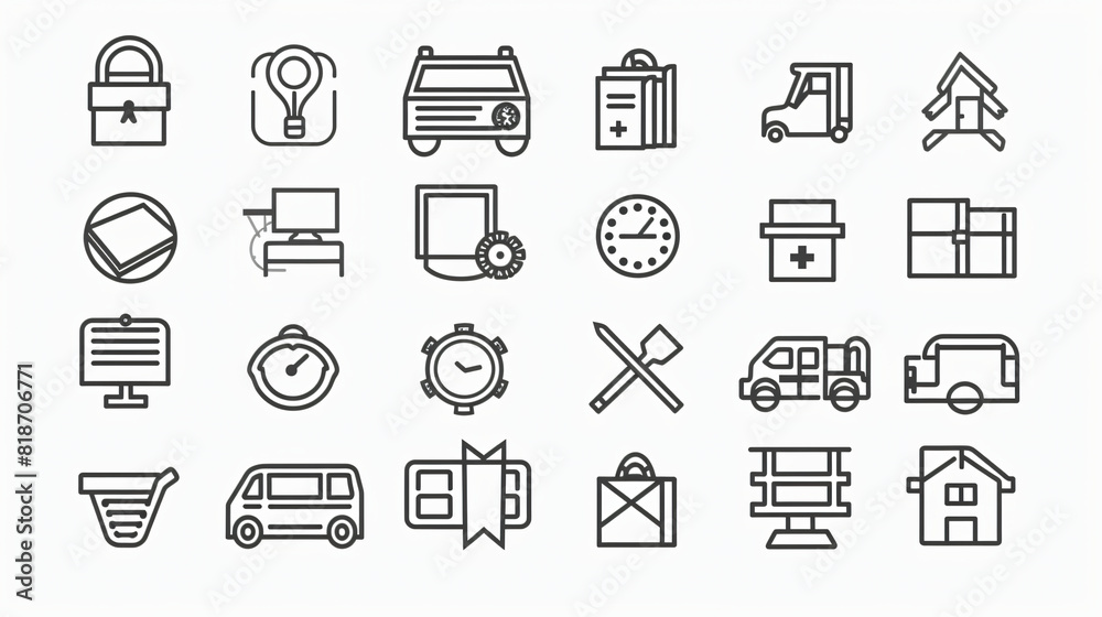 Simple Set of Service Related Vector Line Icons.