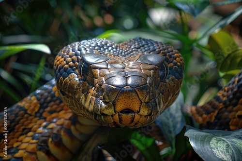Beautiful snake. Exotic dangerous reptile. Symbol of the New Year according to the Chinese calendar.
