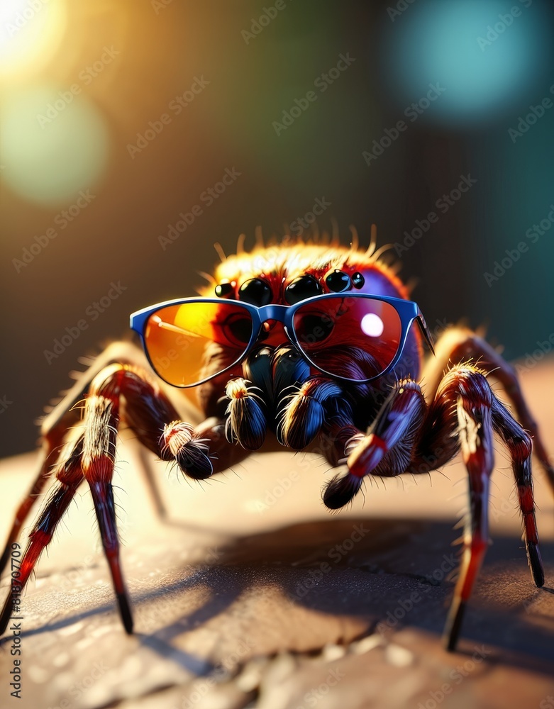 Fototapeta premium cute spider using sunglass