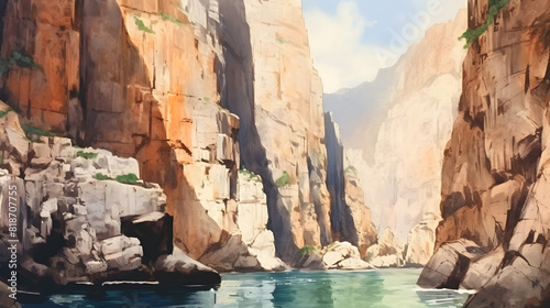 Rocky cliffs watercolor © diboy