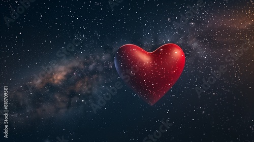 A red heart emoji floating in a starry night sky filled with twinkling stars.