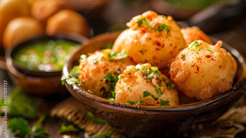 Vibrant Close-up of Panipuri for Food Posters Generative AI Vibrant Close-up of Panipuri for Food Posters Generative AI