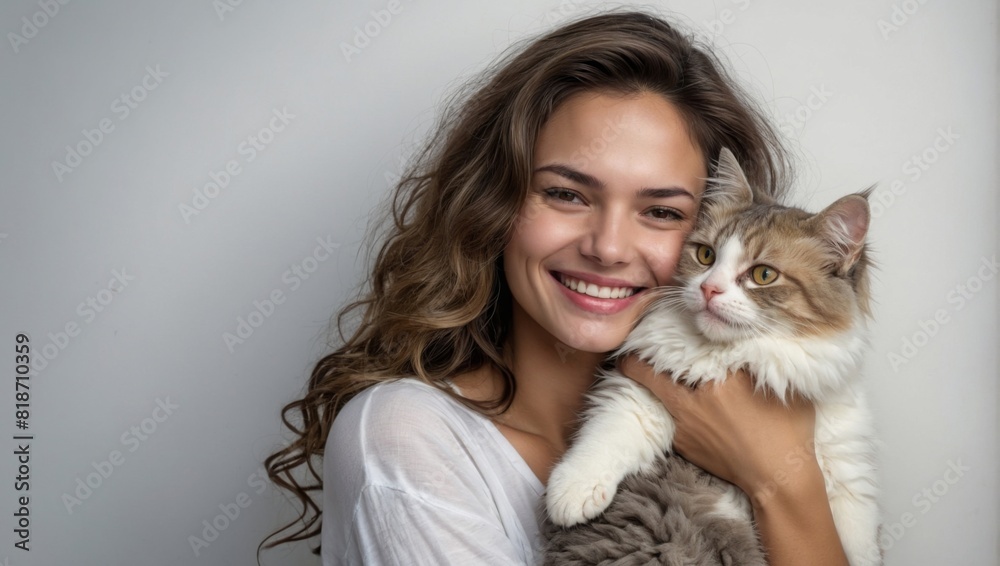 Woman Cuddling Orange and White Cat