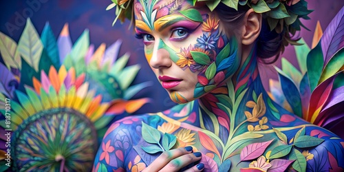wallpaper  background  Makeup leaves  origami  paper  beautiful woman with body art  wallpaper  idea  body paint 