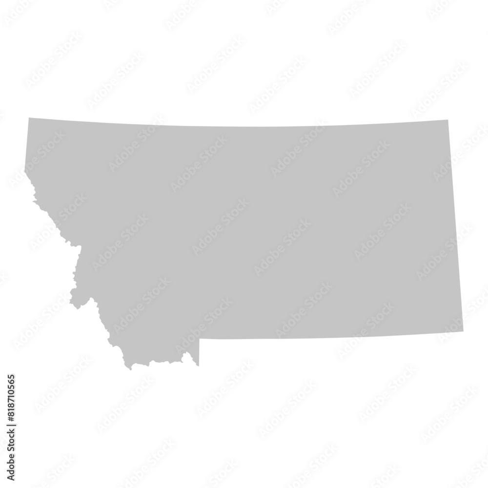 Gray solid map of the state of Montana Gray solid map of the state of Montana