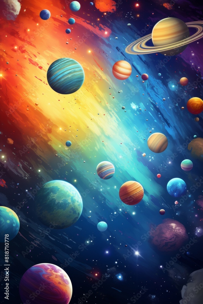 Space-themed illustration with planets and rockets Space-themed illustration with planets and rockets