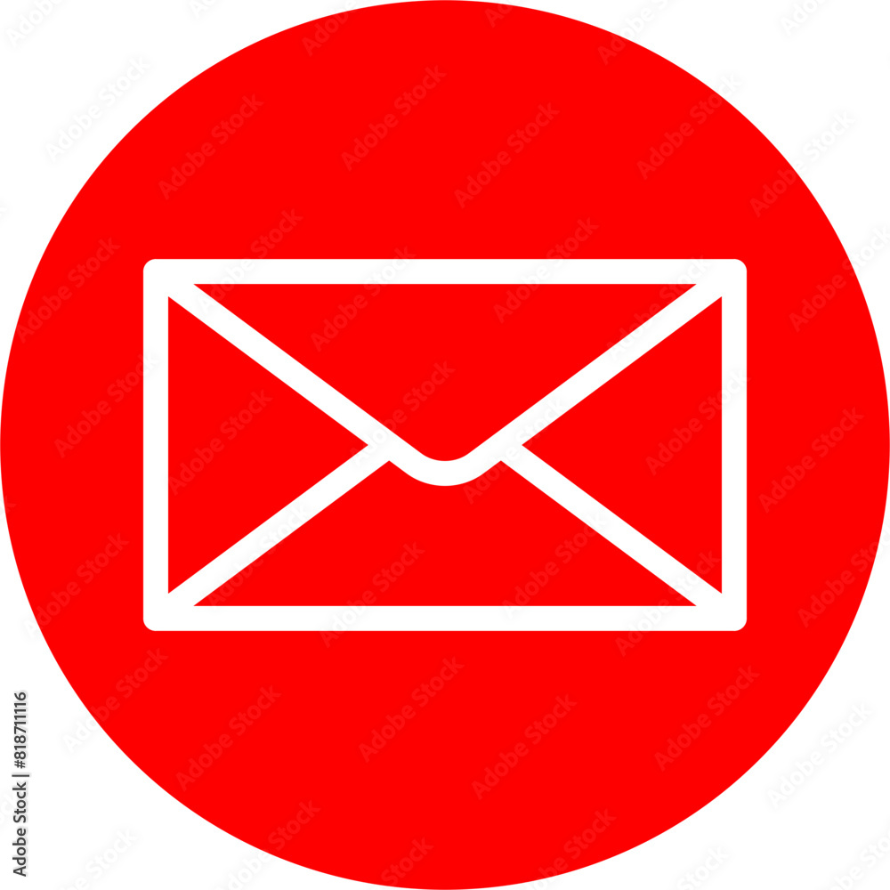 Envelope Line White Circle Red Icon Design Envelope Line White Circle Red Icon Design