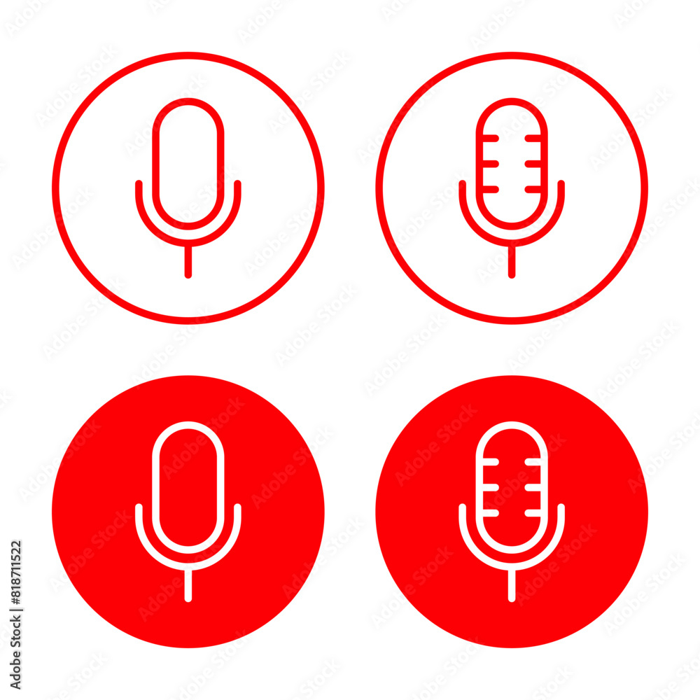 Mic, microphone line icon set in flat style. Voice recorder concept Mic, microphone line icon set in flat style. Voice recorder concept
