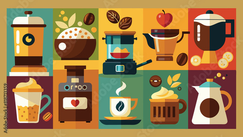 Coffee types vector set
