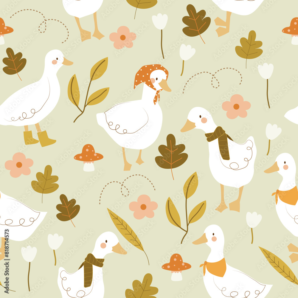 duck in spring time seamless pattern duck in spring time seamless pattern