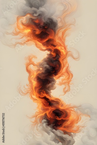 An abstract representation of fire and smoke merging into a fiery dance