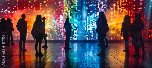 Interactive Exhibit Exploring the Rise and Fall of Major Social Media Trends Immersive Multimedia Display with Vibrant Lighting and Dynamic