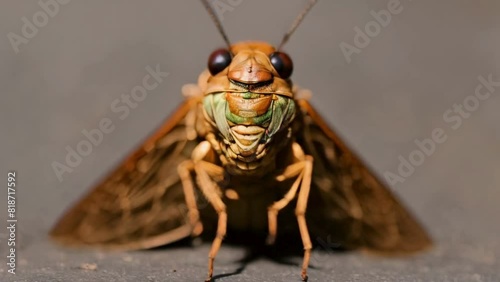 A cicada's tympanum, the specialized organ responsible for its loud buzzing sound photo