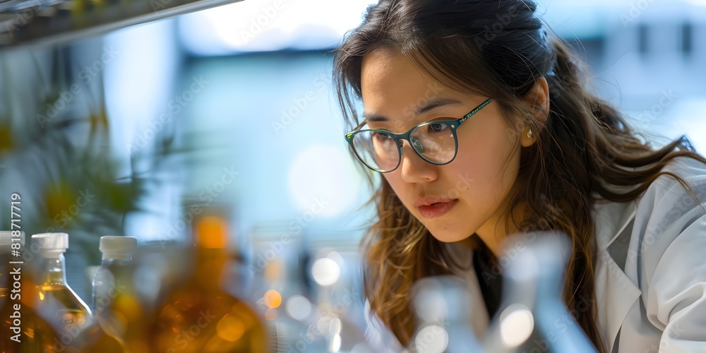 Young Woman Scientist Intently Studying Samples in a Cutting Edge Research Laboratory Young Woman Scientist Intently Studying Samples in a Cutting Edge Research Laboratory