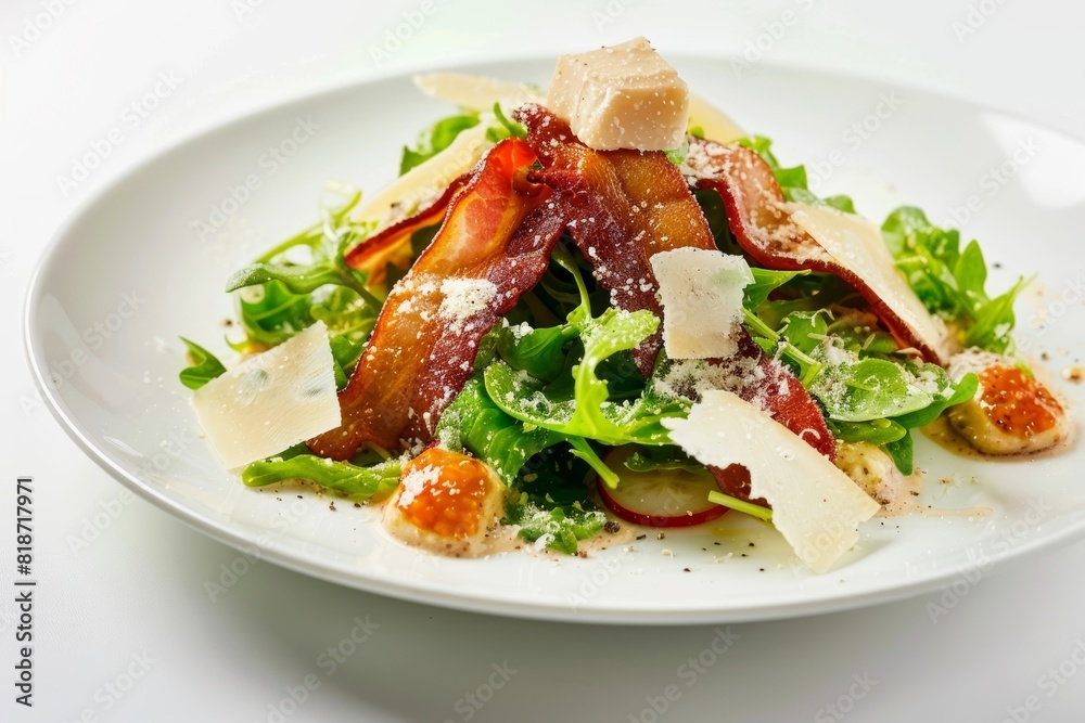 Nutritious Mesclun Greens Salad with Fried Bacon and Parmesan Nutritious Mesclun Greens Salad with Fried Bacon and Parmesan