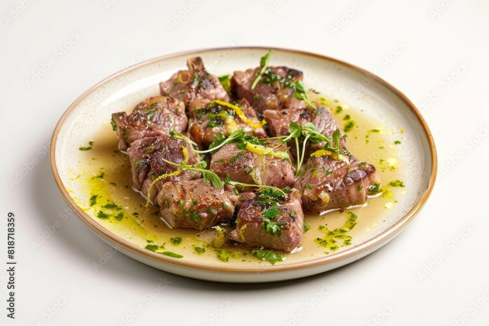 Elegant Baby Lamb Brodettato with Zesty Lemon and Butter Sauce