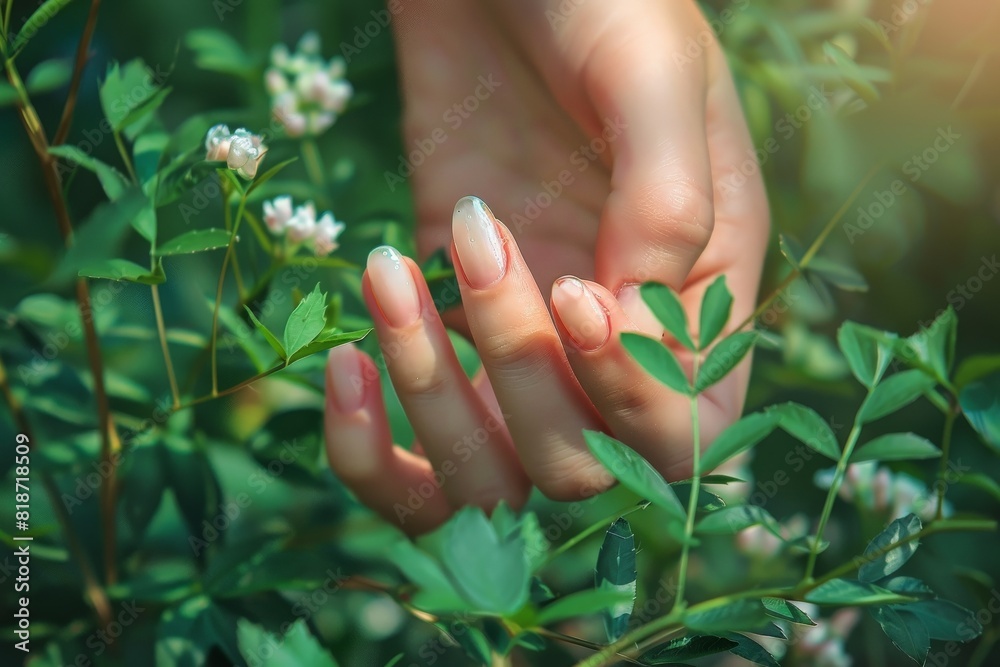 Beautiful painted nails close-up. Fashionable nail extensions with French design. Beautiful simple AI generated image in 4K, unique. Beautiful painted nails close-up. Fashionable nail extensions with French design. Beautiful simple AI generated image in 4K, unique.