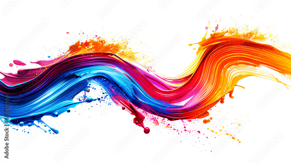 Colorful brush paint ribbon stroke swirl abstract splash wave ...