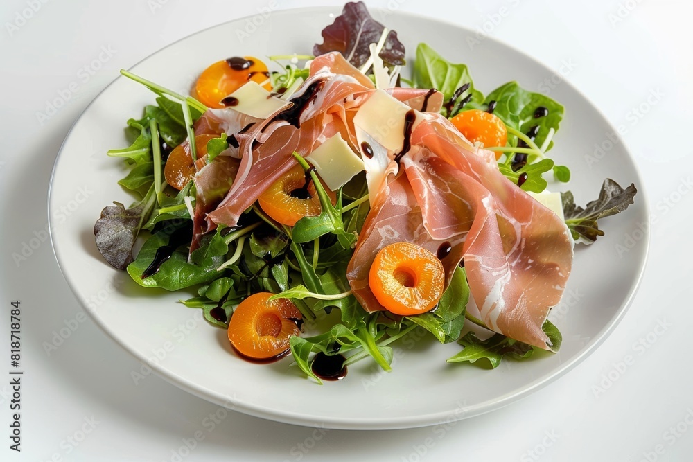 Tasty Baby Greens with Sautéed Apricots, Prosciutto, and Kassari Cheese Tasty Baby Greens with Sautéed Apricots, Prosciutto, and Kassari Cheese