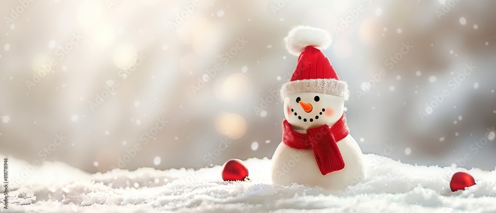 Cute little santa snowman with copy space