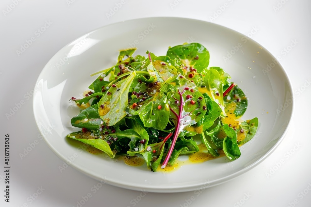 Tangy Mustard Vinaigrette Baby Greens Salad with Red Wine Vinegar Drizzle Tangy Mustard Vinaigrette Baby Greens Salad with Red Wine Vinegar Drizzle