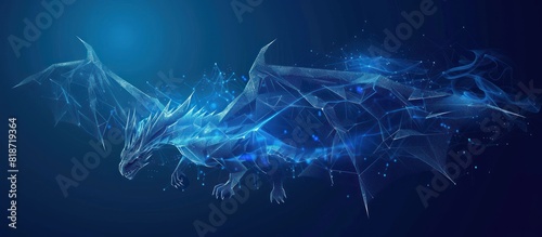 Dragon with wings Blue background