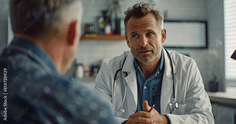 Doctor advising a patient about mental health, medical concept, medical clinic, hospitality concept, patien and professional emergency care concept Doctor advising a patient about mental health, medical concept, medical clinic, hospitality concept, patien and professional emergency care concept