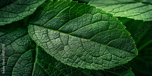 Close up of Green Textured Leaf in Natural Light
