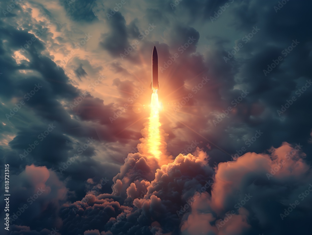 Fototapeta premium Nuclear Warhead Missile Launching Sky