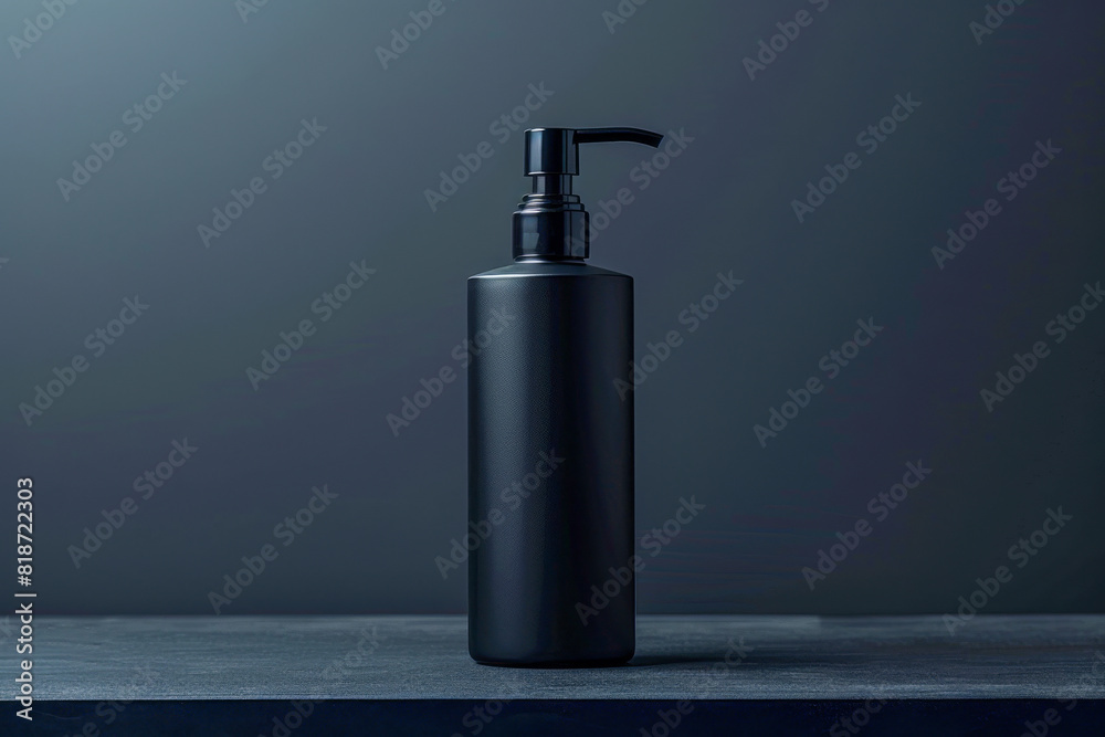 Minimalistic Black Pump Bottle on Dark Background Ideal for Skincare, Cosmetics, and Personal Care Products Minimalistic Black Pump Bottle on Dark Background Ideal for Skincare, Cosmetics, and Personal Care Products