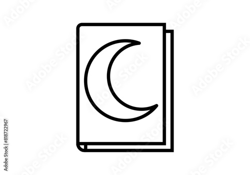Icono negro de un libro con una luna en la cubierta.