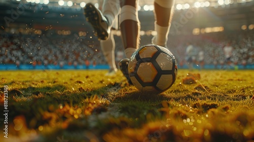 Soccer Player running and kicking soccer ball, Football World Championship