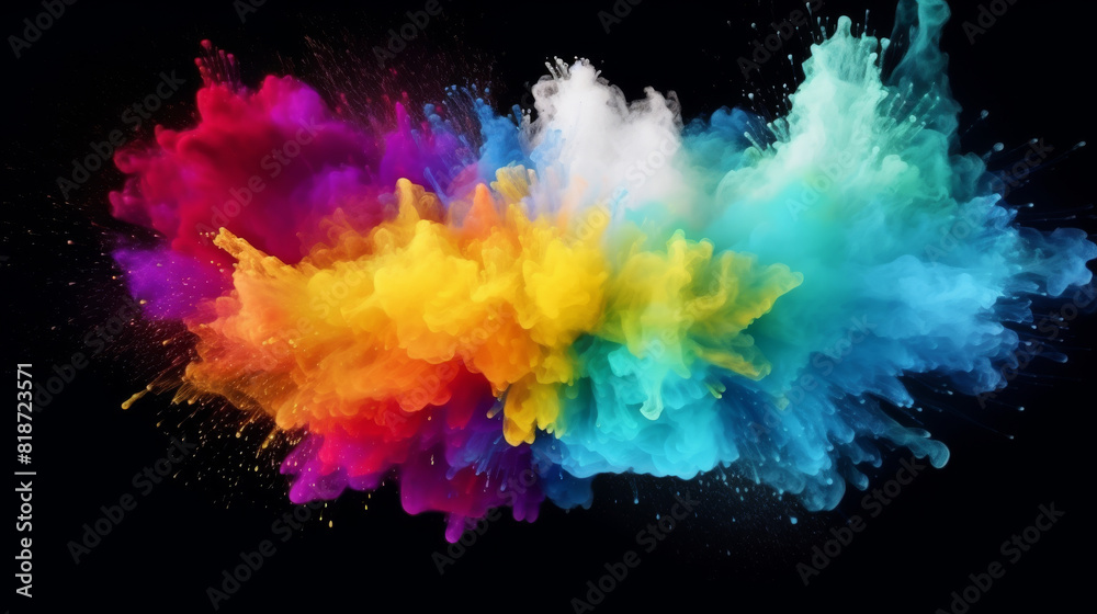 A colorful explosion of paint is shown in the image. The colors are vibrant and bright, creating a sense of energy and excitement. The explosion appears to be a burst of creativity A colorful explosion of paint is shown in the image. The colors are vibrant and bright, creating a sense of energy and excitement. The explosion appears to be a burst of creativity