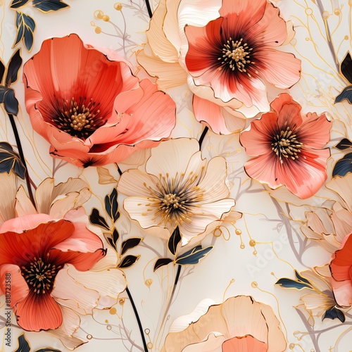 Seamless Luxury Alcohol Ink Flowers Pattern, Alcohol Ink Background, Fluid Ink Technique, Floral Background