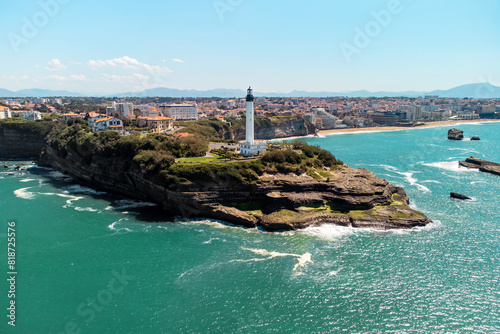 Aerial view of Biarritz lighthouse and coastline, Aquitaine, France. High quality photo photo