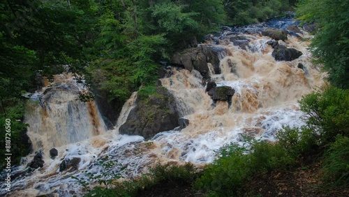 Muddy water in wild river. Sweden