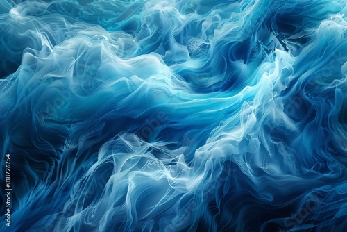 Abstract ocean wave simulation Vibrant blue and turquoise waves animated on a screen, creating a calming, rhythmic visual effect