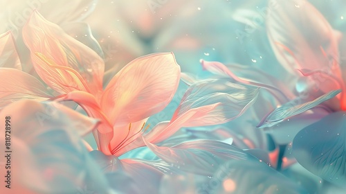 Floral Whispers Develop a soft  floral-inspired abstract background using pastel colors and shapes that subtly hint at flower petals