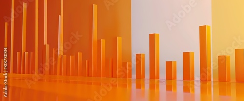 A clean and minimalist side view of a simple bar graph in vibrant orange color  presenting data in a visually appealing manner  captured with HD resolution.
