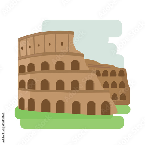 Colosseum in Rome Italy Vector Illustration