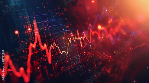 Graphical illustration of stock market movements resembling a heartbeat monitor, symbolizing the rhythmic pulse of the market, presented with realistic detail.