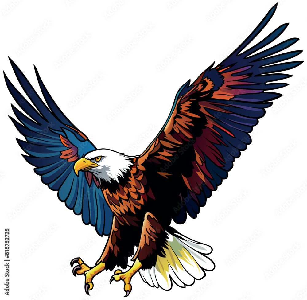Obraz premium Colorful Flying Bald Eagle