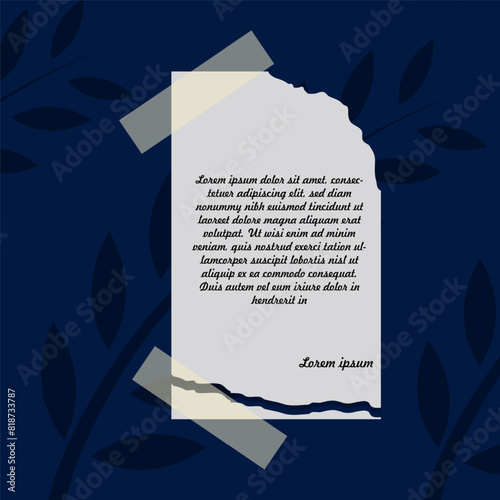 The social media template is in the form of a piece of paper and has tape on the corners
