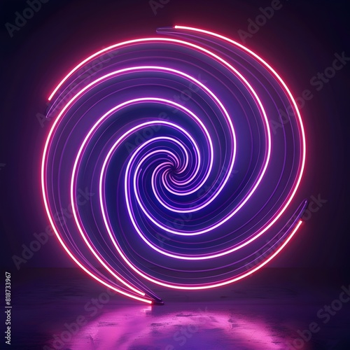 Glowing Neon Spiral Vortex for Captivating Product Showcase with Copy Space