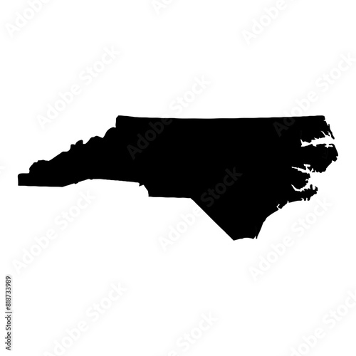 Black solid map of the state of North Carolina photo