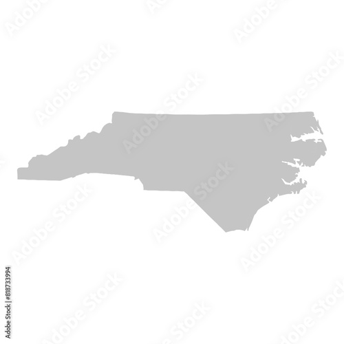 Gray solid map of the state of North Carolina