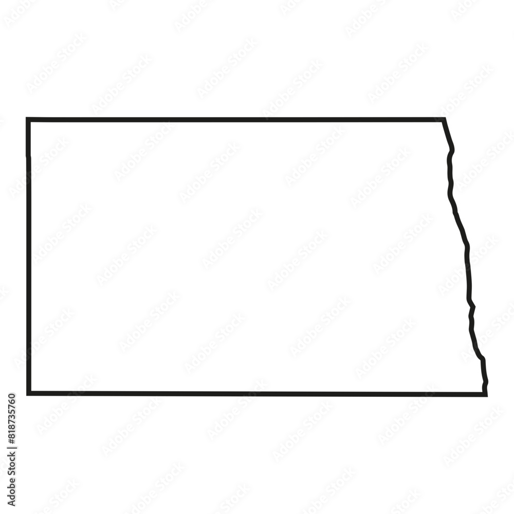 White solid outline of the state of North Dakota