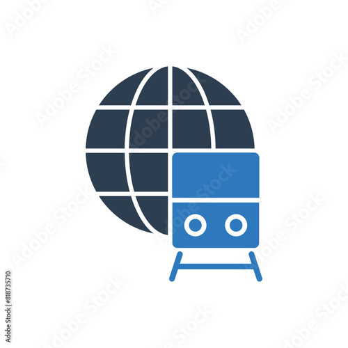 Global Train Service Icon Sign Symbol