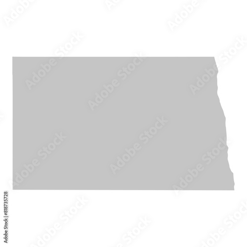 Gray solid map of the state of North Dakota
