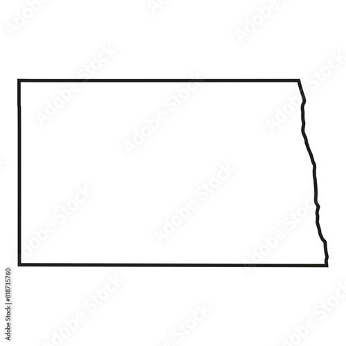 White solid outline of the state of North Dakota